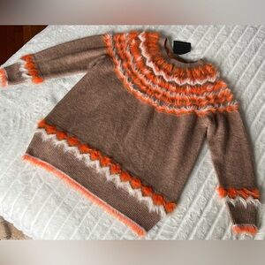 NWT Marc New York Large Womens fuzzy soft aztec boho sweater $99 thanksgiving